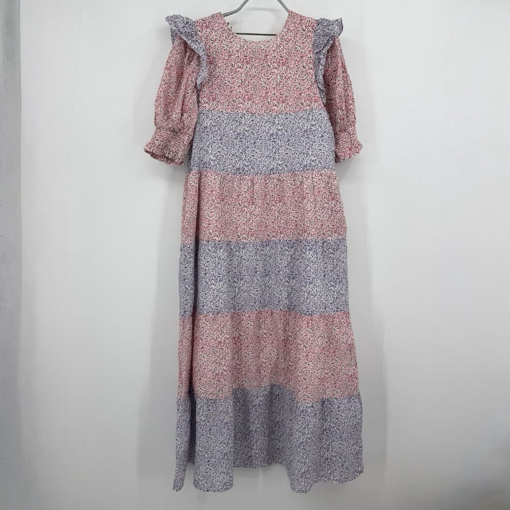 Hyacinth House by Tuckernuck Barton Floral Maxi Dress S Puff Sleeve Pink/Purple